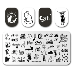 Art Nail MouTeen194 Cute Cat Fishbone Art Nail Stamping Plates Manicure Set For Nail Art Stamper