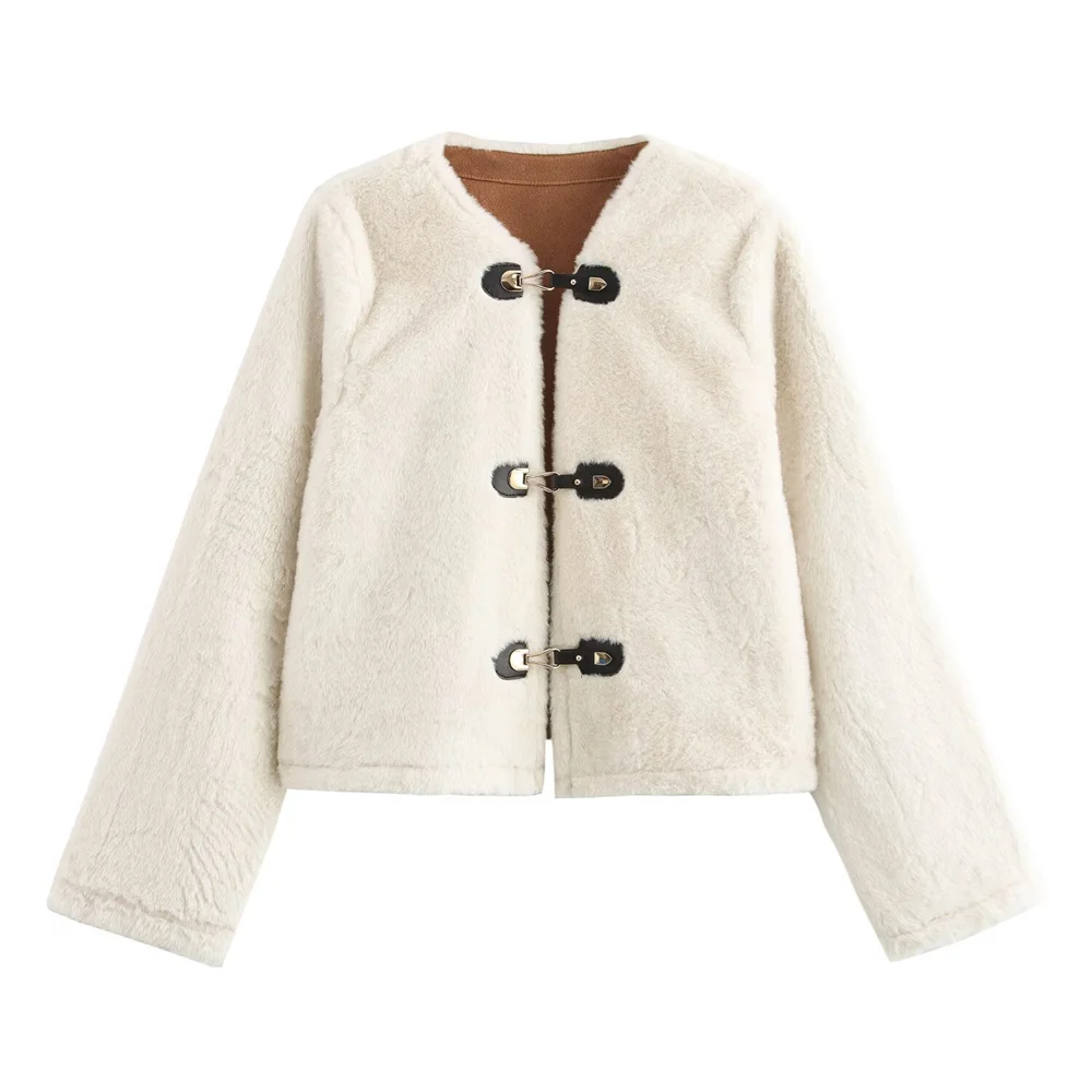 

Autumn New Women's European and American style loose casual long sleeved double-sided rope knot jacket jacket
