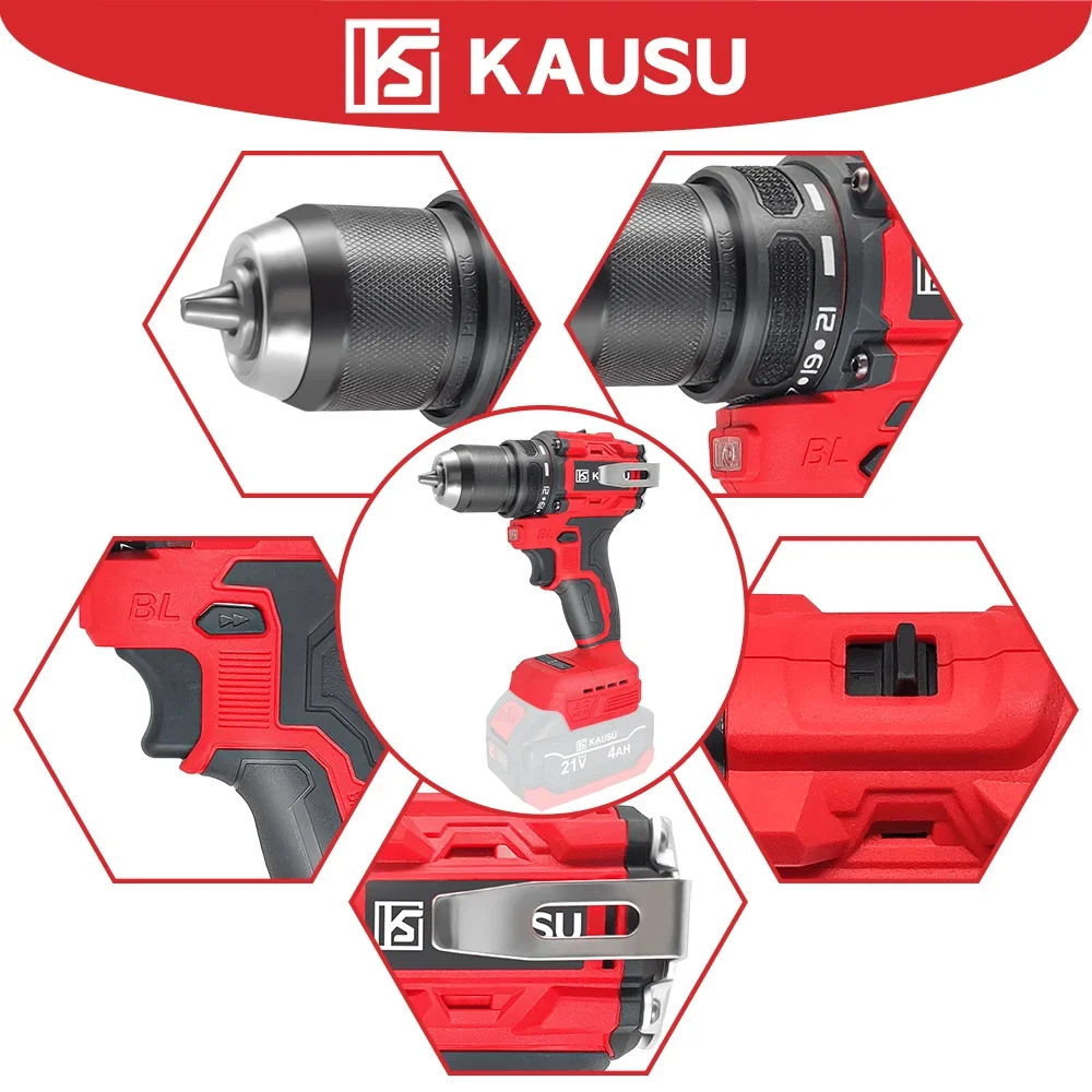 10mm 2000rpm Brushless Electric Drill Cordless 2-Speed Metal Chuck Screwdriver 21 Torque Power Tool For Makita 18V Battery