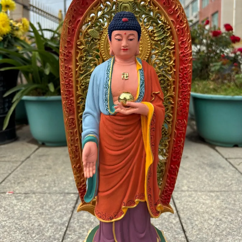 Hand-Carved Wood Shakyamuni Buddha Statue - 23.6