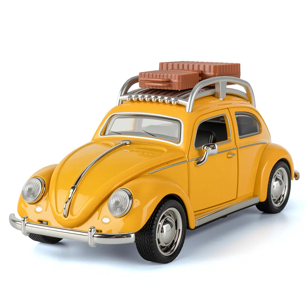 1:32 1955 비틀 미니어처 자동차 합금 다이캐스트 모델 장난감 문 열림 소리와 빛 풀백 차량 어린이 휴일 선물