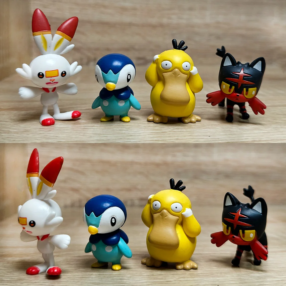 Pokemon Tiny Figure Scorbunny Litten Model Piplup Psyduck Pocket Monster Action Figure  Childrens Gift