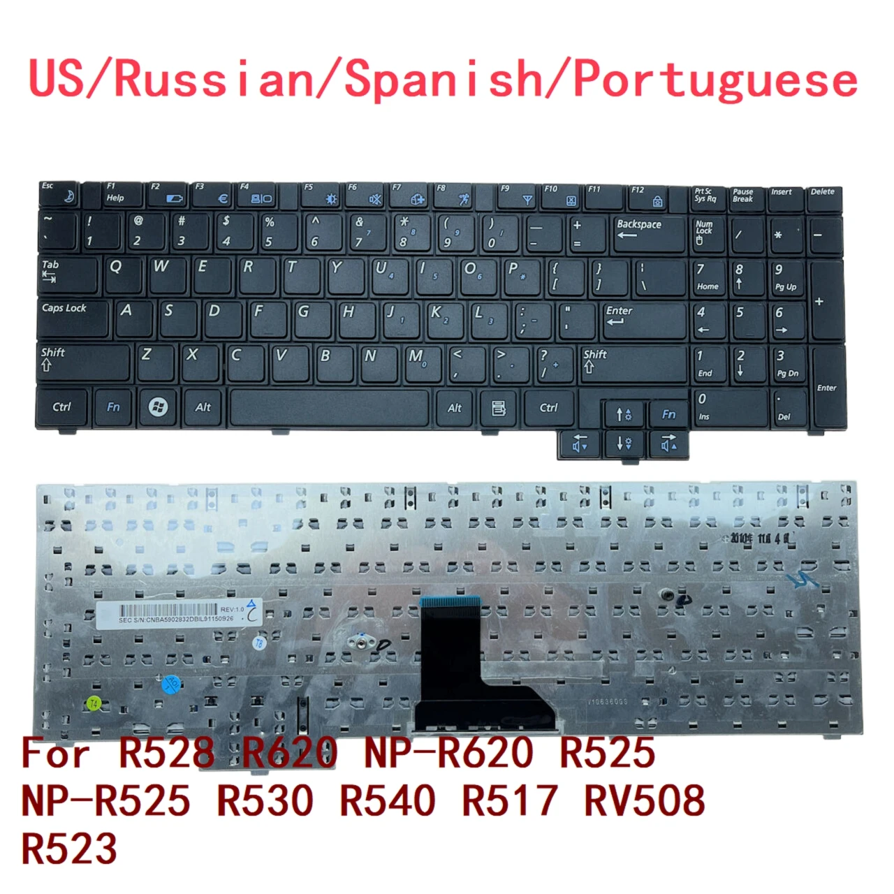 Nowy rosyjski hiszpański portugalski Laptop klawiatura dla Samsung R528 R620 NP-R620 R525 NP-R525 R530 R540 R517 RV508 R523