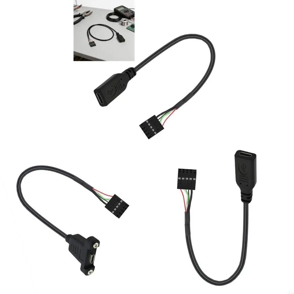 J78A USB 2.0 Header to Type C Female Cable, 20CM for Front Port Use