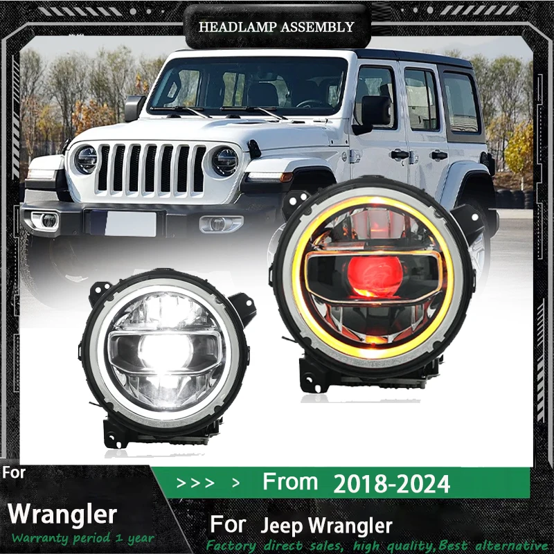 

Ремонт автомобиля Hell Cat светодиодные передние фары в сборе для Jeep Wrangler JL JT 2018-2024 осветительная лампа