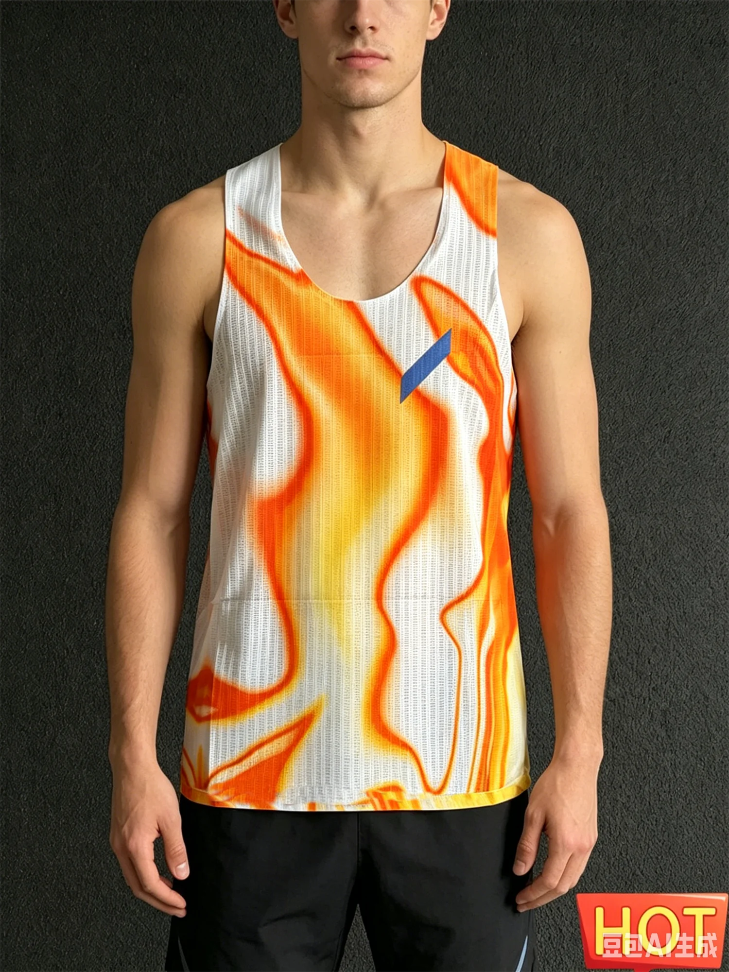 Herren Gradient Schnelltrocknende Laufweste Leichtes Marathon Ärmelloses T-Shirt Sommer Fitness Shirt Tanktop