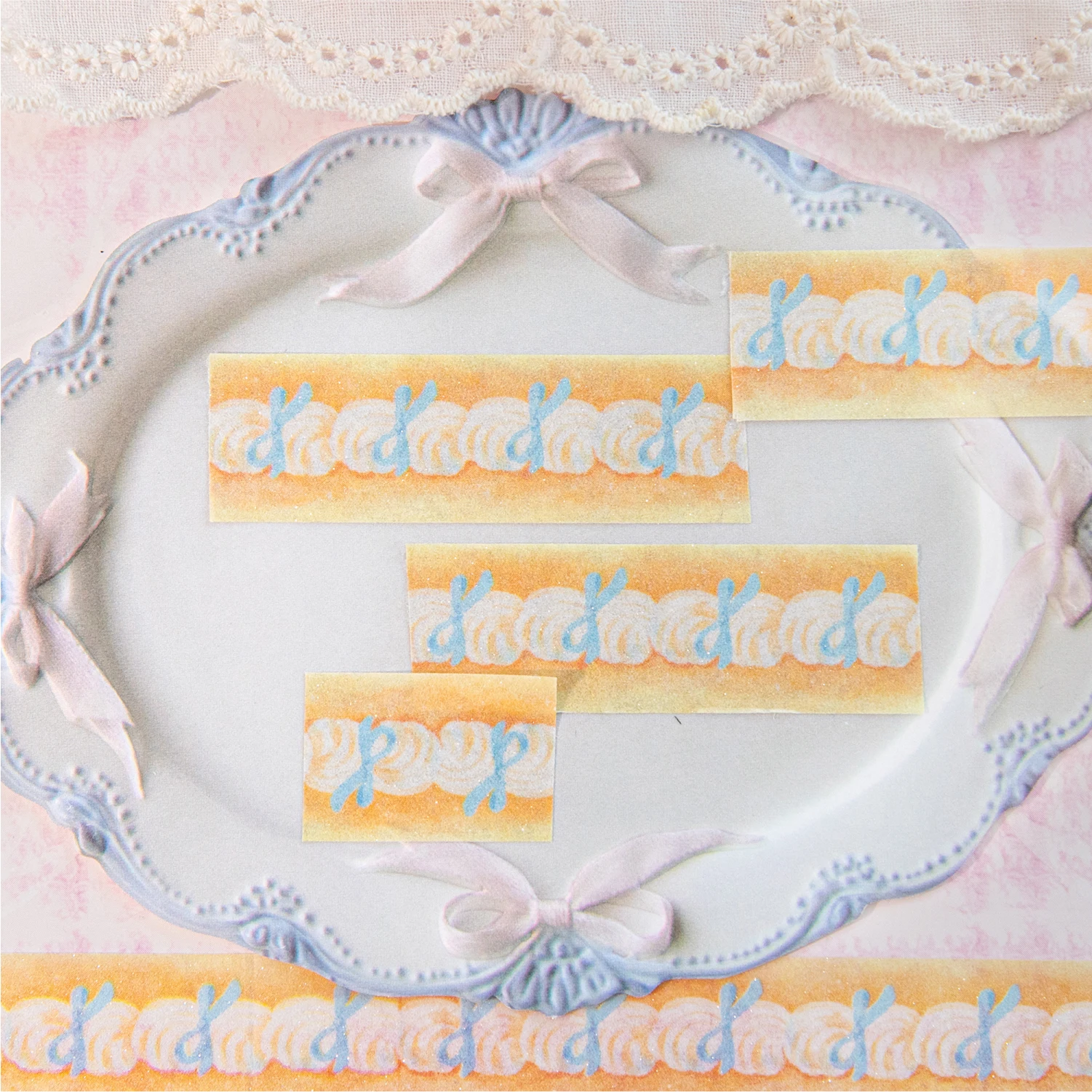 Fita Washi Estética de 15mm x 2m, Série Cake Shop, com Areia Cintilante e Design de Sobremesas Kawaii Estilo Ins Fofo, para Scrapbook DIY