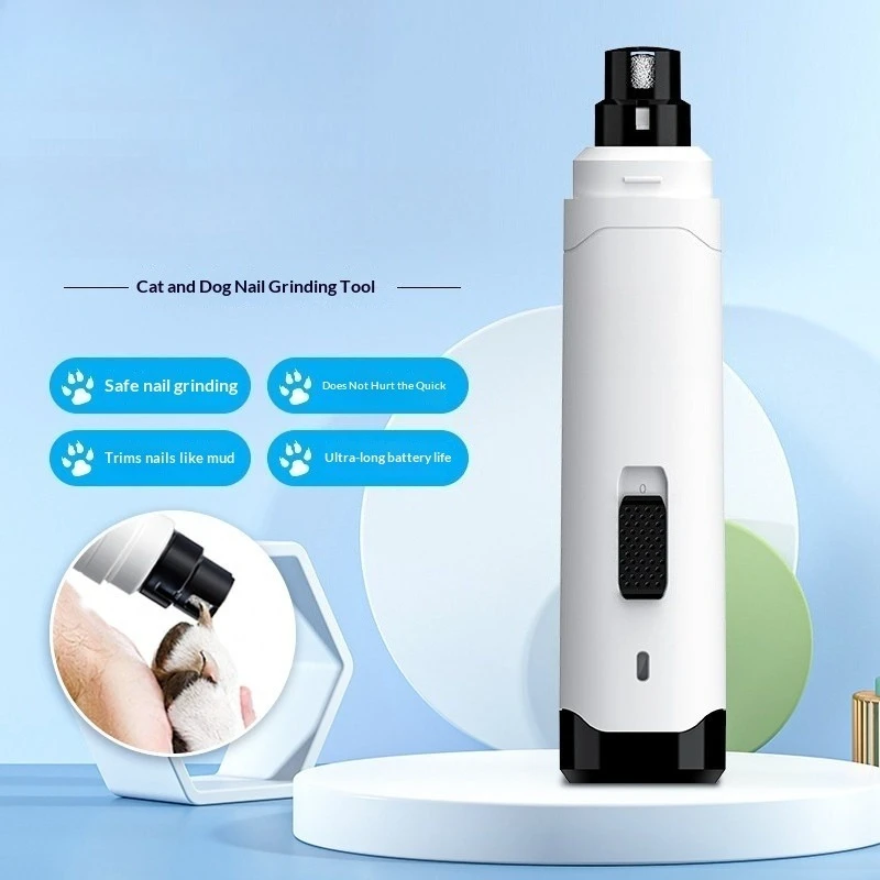 USB Rechargeable Pet Nail Grinder, Low Noise LED Light Electric Paw Nail Trimmer Grooming Tool for Dogs and Cats