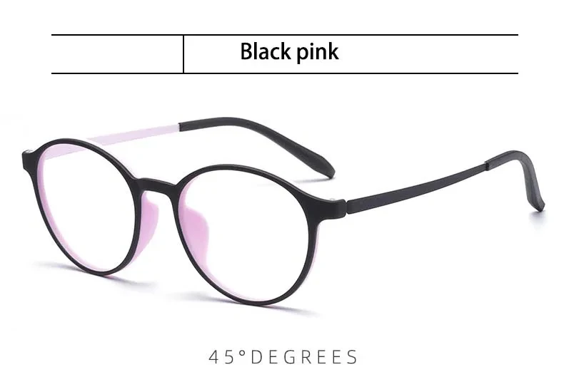 Ultraleichte Lesebrille aus Titanlegierung TR90 mit Farbblockdesign für Damen, blauer Rahmen, Retro-Rundform, Blaulichtfilter, Presbyopie 0 +100 +200 – Detail 9