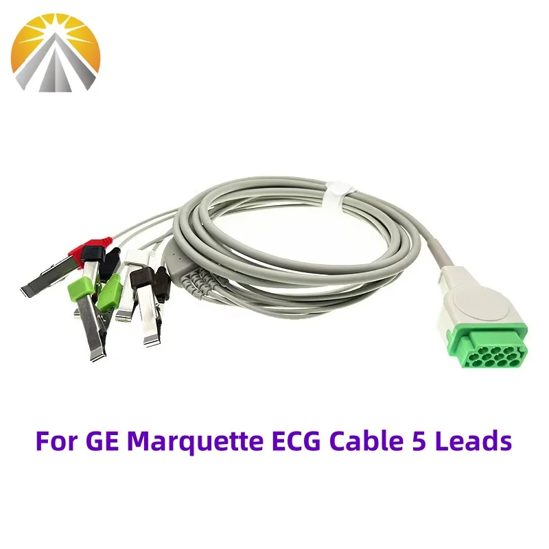 For GE Marquette Patient Monitor 11 Pin One Piece ECG Cable with 3 or 5 Leads Snap or Clip or Vet Use AHA Standard EKG Cable - Image 5