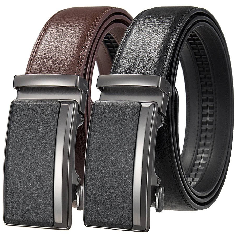 High Quality Men's Leather Belts Fashion Automatic Buckle Male Belts Luxury Brands Designer for Men Black Brown 3.5cm Plus Size