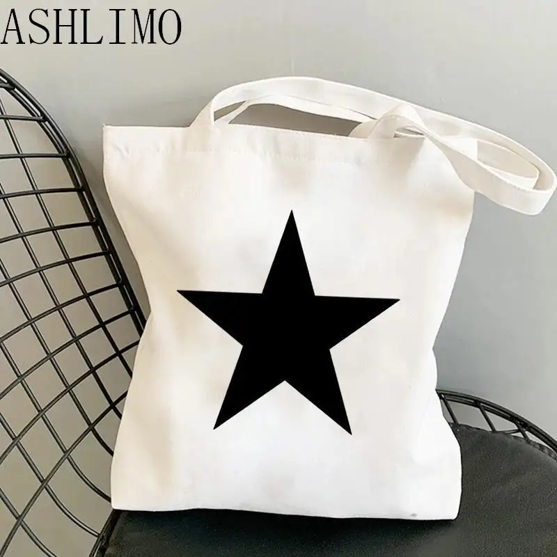 Women Shoulder Bag Star Print Canvas Bag Harajuku Shopper Bag Fashion Casual Summer Shoulder Bags Tote Shopper Bag Border Collie