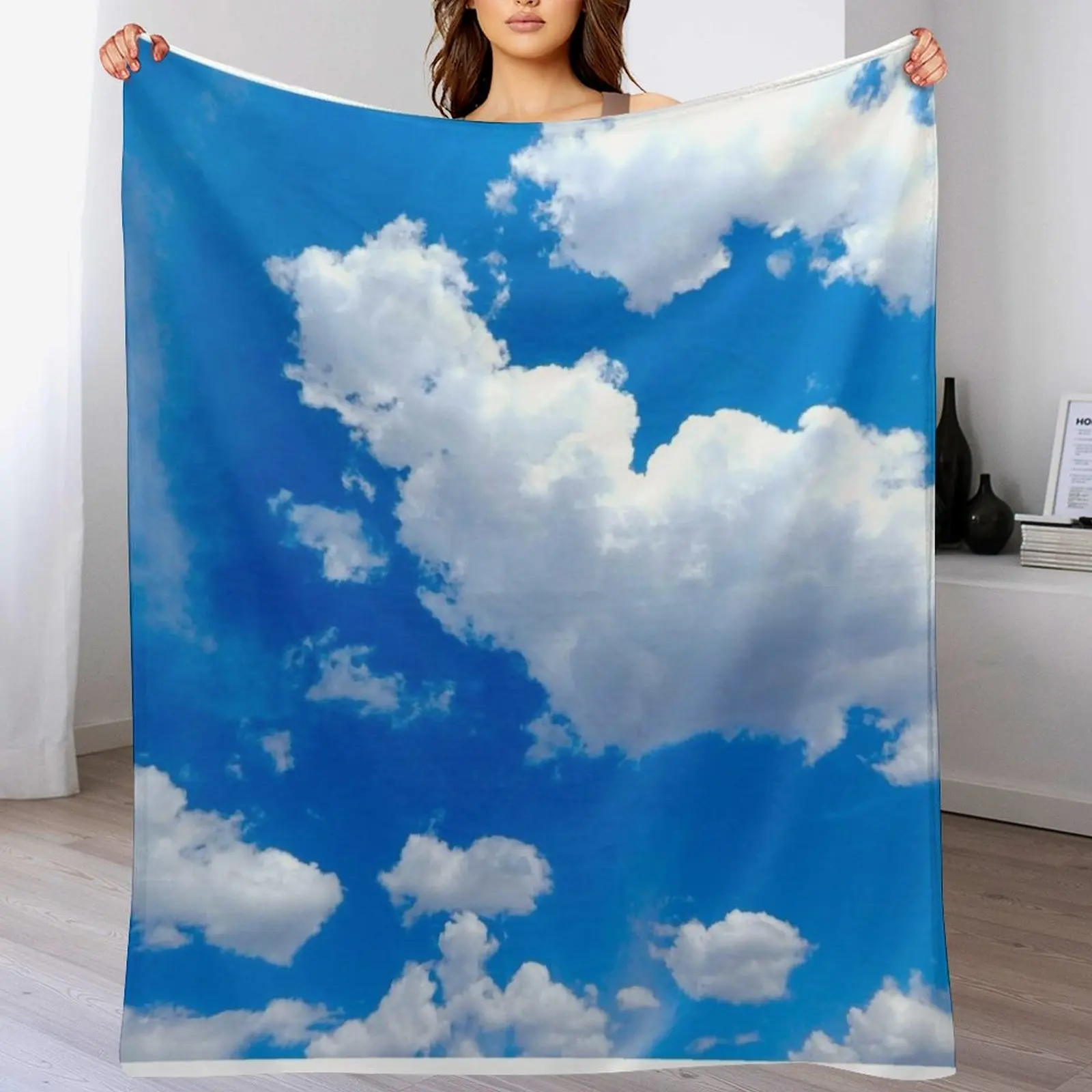 

blue sky and clouds Throw Blanket Portable Lightweight Blanket for Travel Camping
