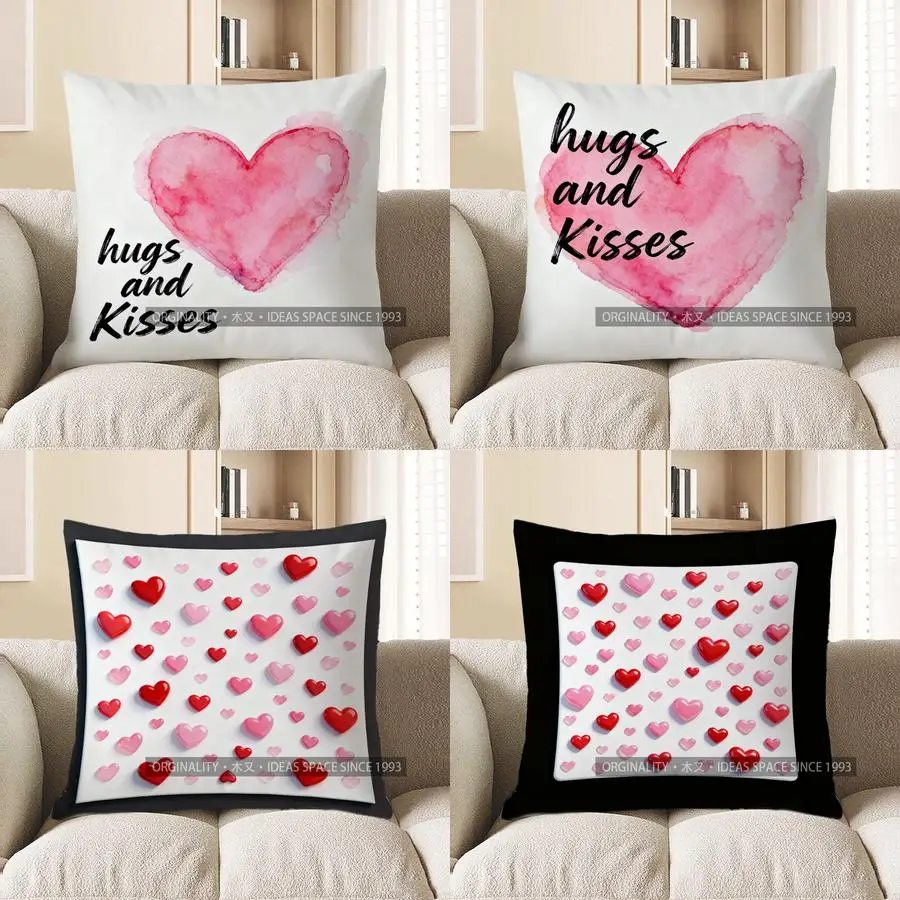 

Декоративная наволочка в форме сердца с рисунком «Объятия и поцелуи», подходит для дивана, спальни, автомобиля.
