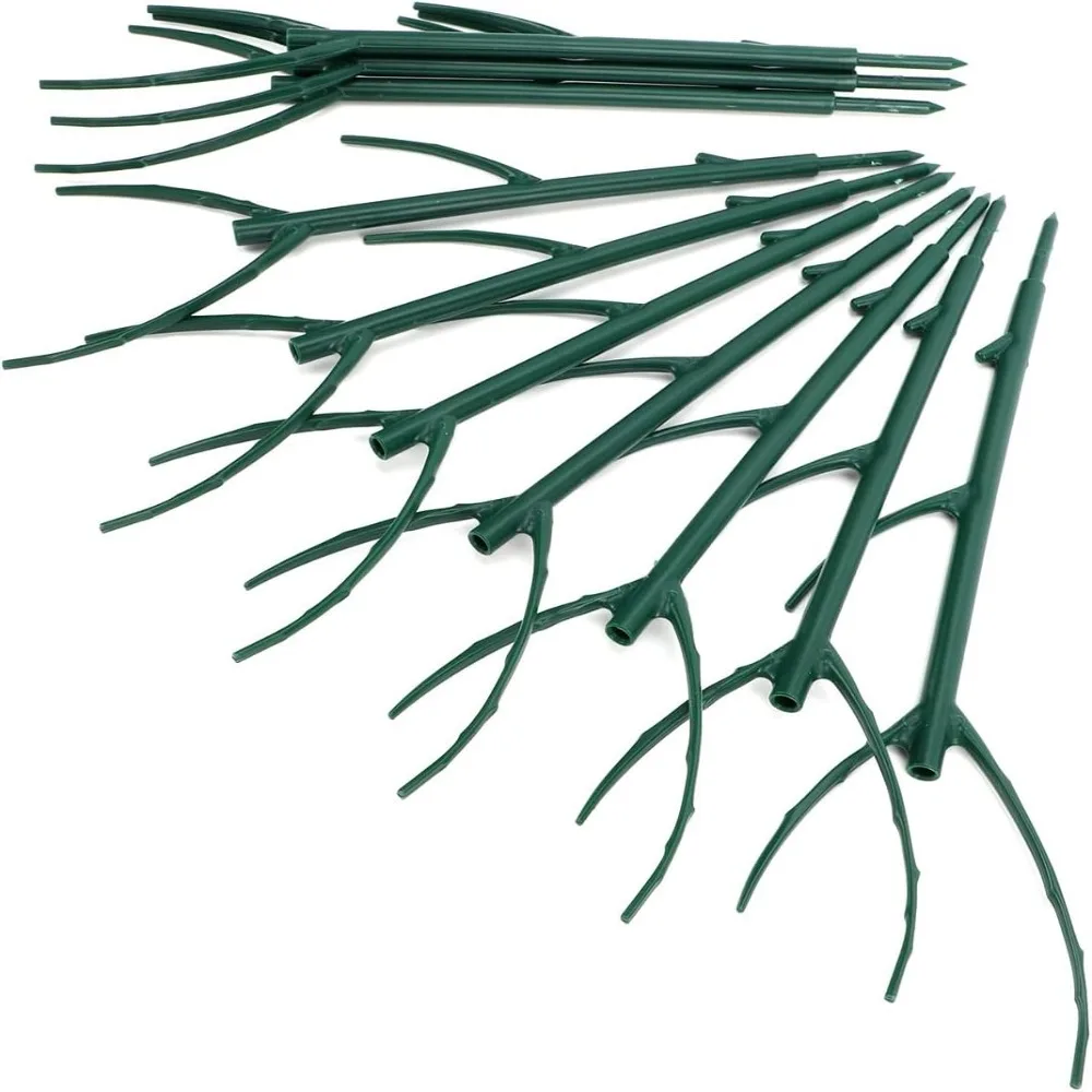 20PCS Adjustable Height Plant Support Stakes Plastic Includes Ties Climbing Plant Support Reusable Green Stackable Plant Support