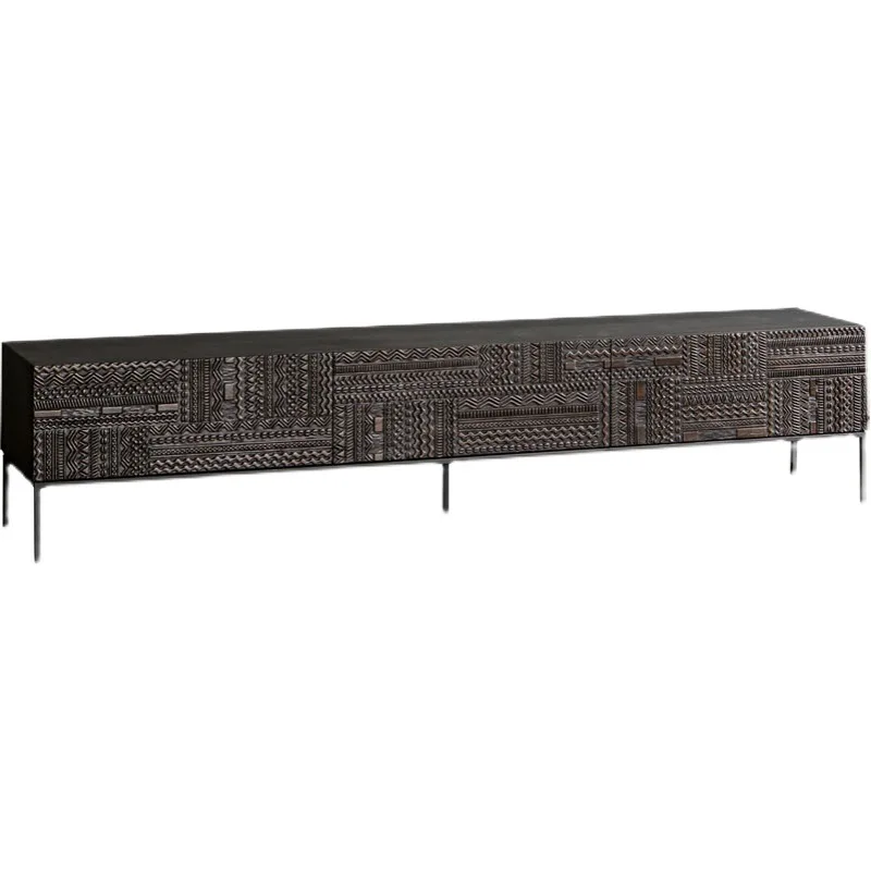 

Wood carving flower TV cabinet coffee table combination, medieval living room, floor cabinet