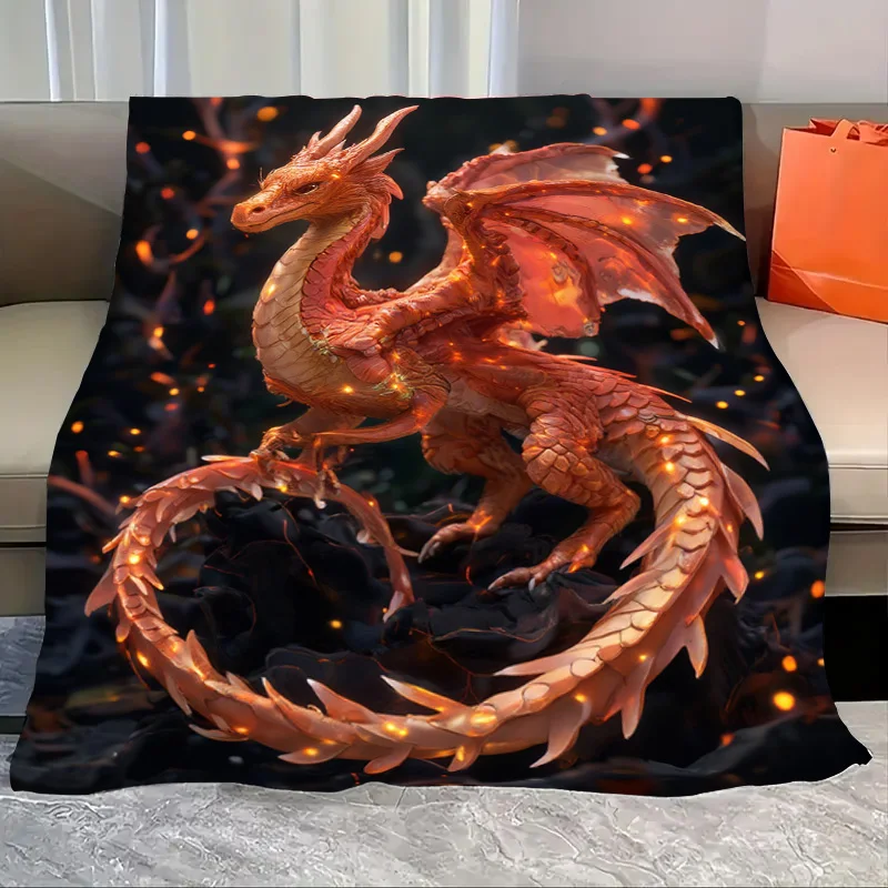 

Flannel Blanket-Soft Lightweight All-season Cozy Dragon Print Baby Blanket Soft and Warm for Toddlers