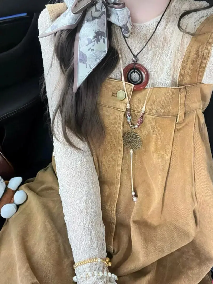 

Американский слэ, весна-лето, модный комбинезон, женский антивозрастной утягивающий длинный све-топ с высокой талией и широкими штанинами...