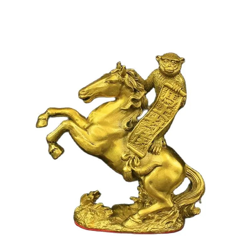 

15CM Immediately seal the Marquis's couplet, monkey stands on the bronze statue of the horse