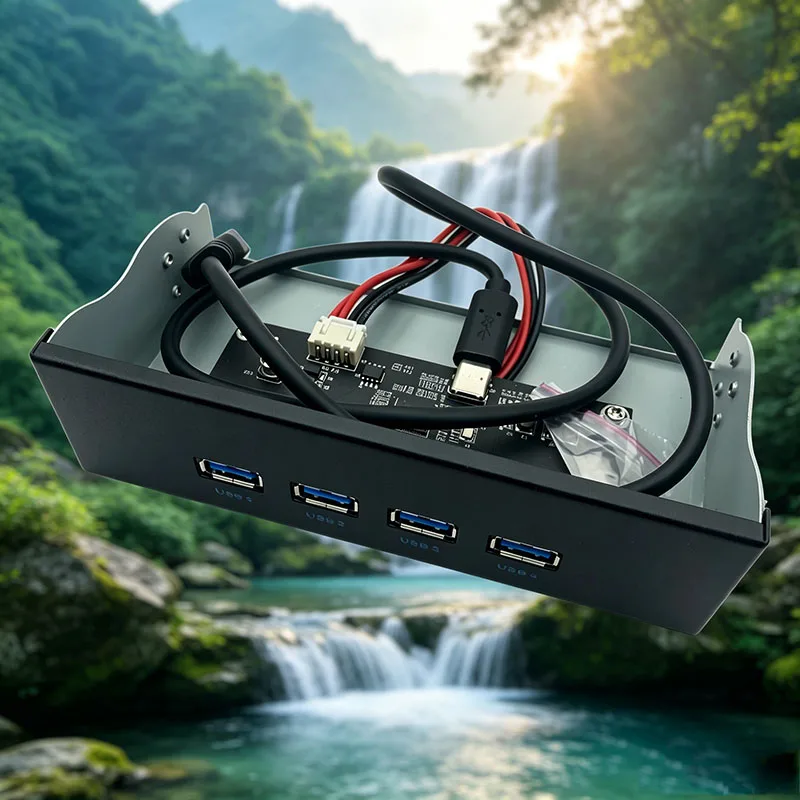 NEW 10Gbps 4 Port USB3.2 Gen2 Front Panel 5.25inch CD-ROM Drive Bay 60CM Wire Length 20Pin TYPE-E Splitter For WINDOWS LINUX MAC