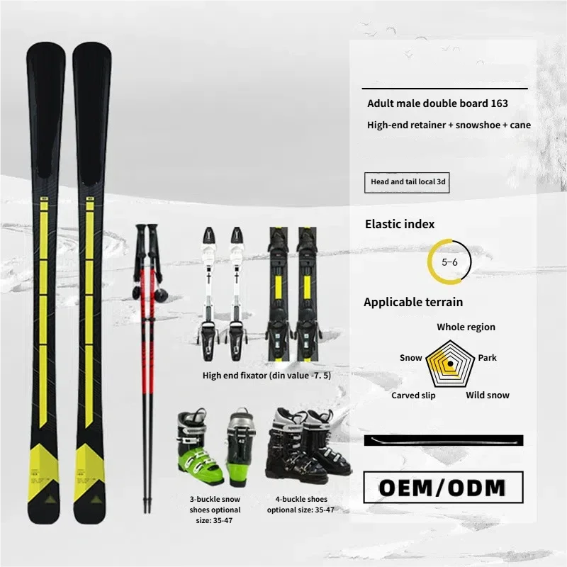High Performance Double Board Skis with 3D Design at Head and Tail Poplar Wood Core for Freestyle Skiing in Parks & Wild Areas
