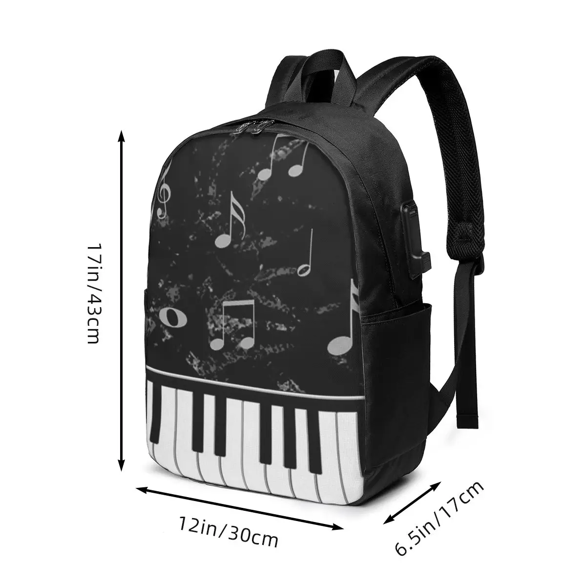 Music Note Piano Key Backpack Travel Notebook Bag Computer College Student School Bag Laptop Shoulder Bags for Men Women