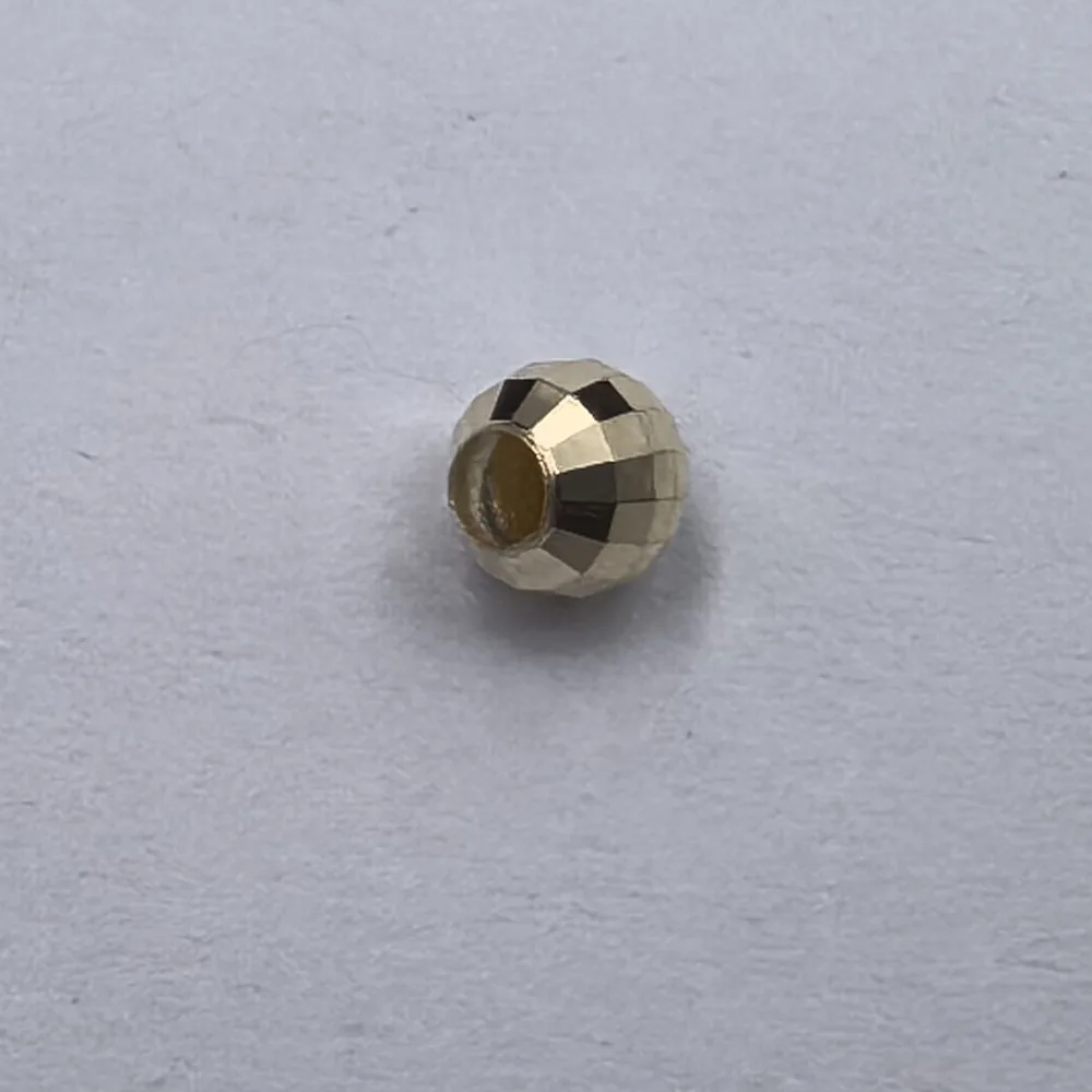 Pure 14K Gold Laser Spacer Beads Diameter 3mm Au585 Fine Jewelry Bracelet Necklace Accesories Findings Gold Ball