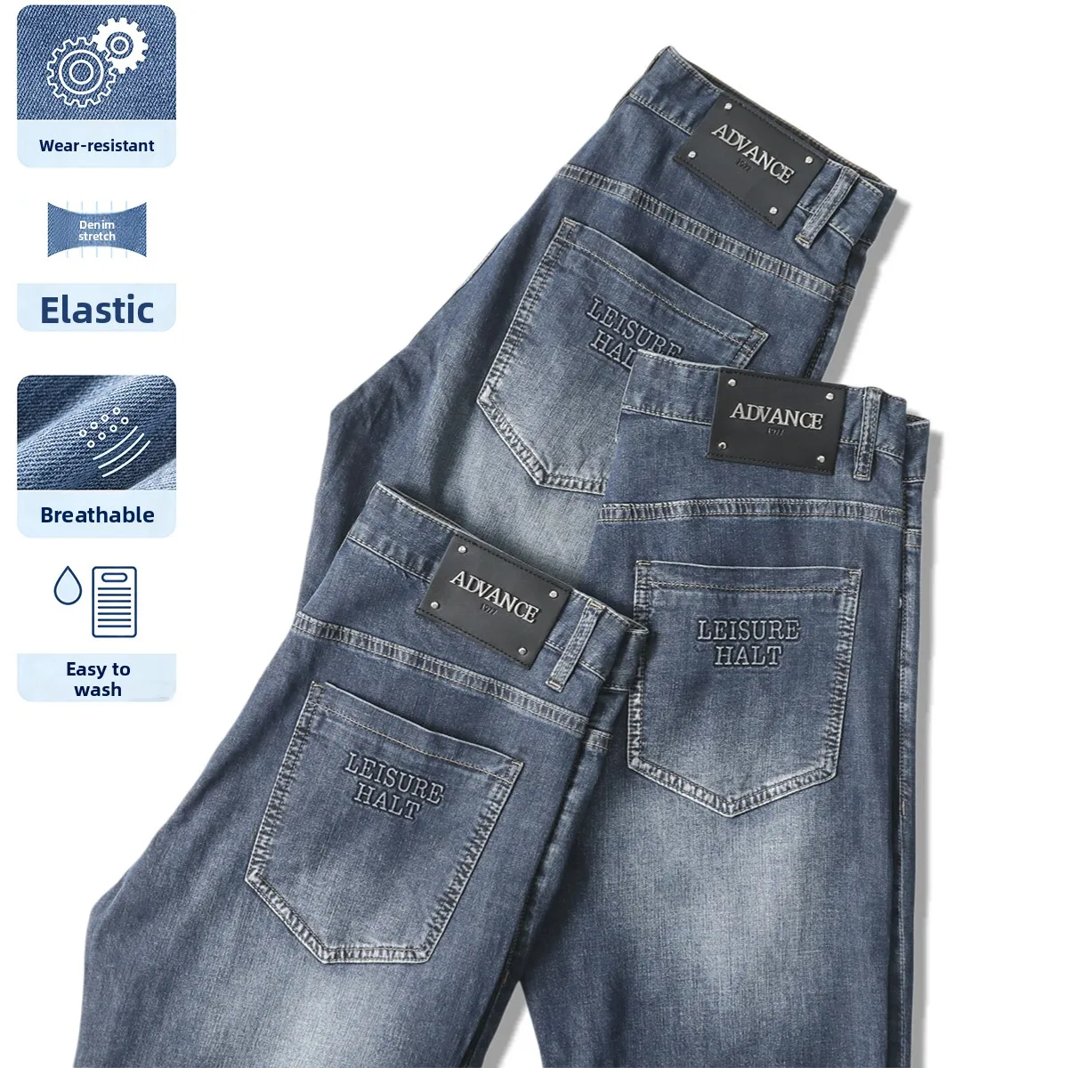 

Skin-Friendly Comfortable Men's Straight Leg Jeans Faionable Urban Sle Cotton Blend Fabric Waed out Modern Fit