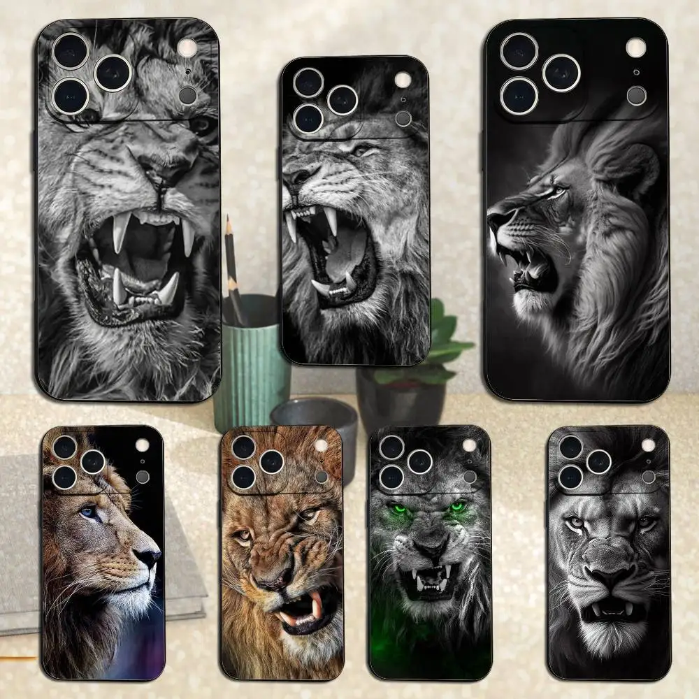 

Animal Cover Lion Cool For iPhone 13,17,11,12,16,14,15,Plus,Pro Max,XS,X,XR,SE,Mini,8,7,Soft Silicone Black Phone Case