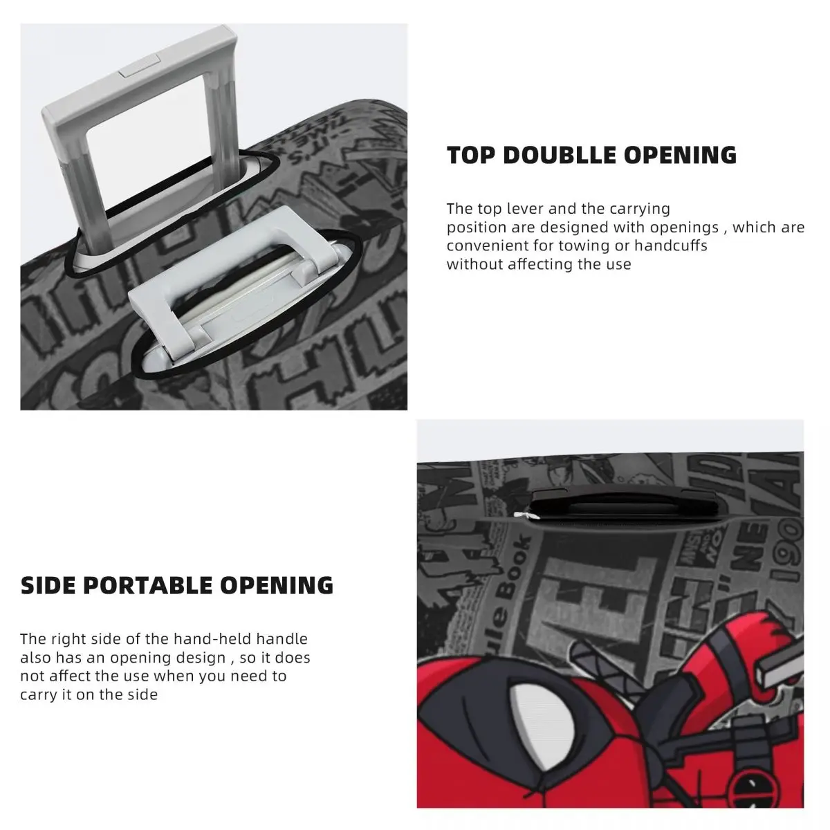 Capa de bagagem personalizada do filme Deadpool Capa protetora de mala fofa terno para 18-32 polegadas