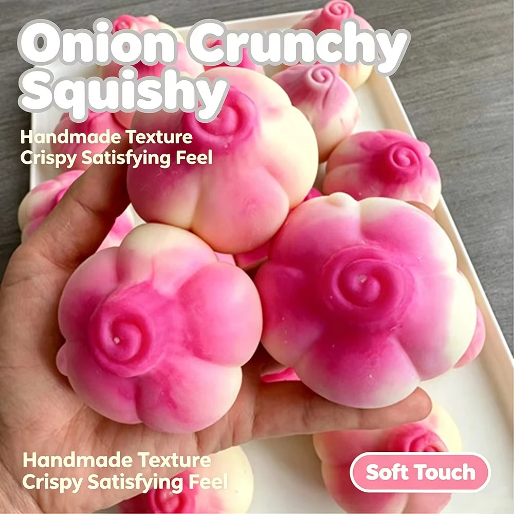 Onion Shaped Squishy Crunch Squeeze Toy, Round Block Filled Stress Relief Toy, Non-Resilient Fidget Sensory Toy, Creative Gift
