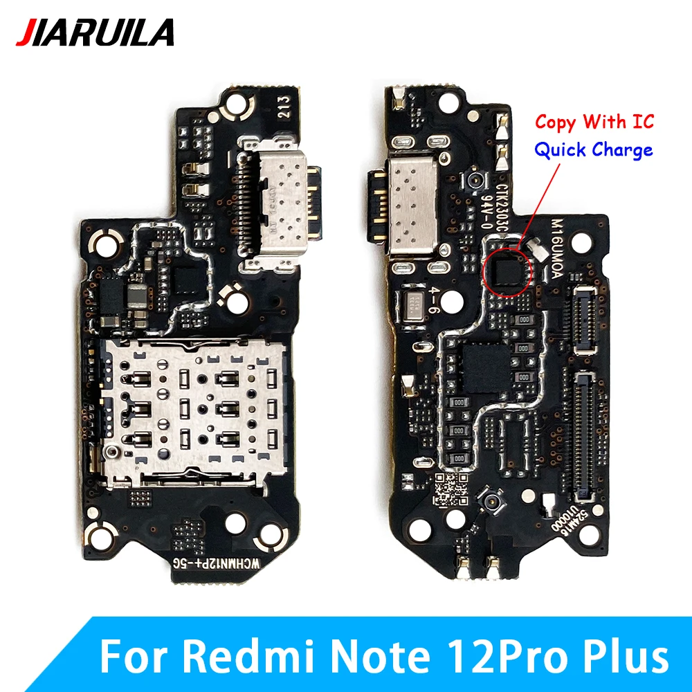 10 Pcs USB Charging Port Board Flex Cable Connector Parts For Redmi Note 12 Pro Plus Microphone Module