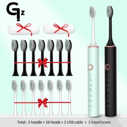 New 2023 Sonic Electric Toothbrush ipx7 Adult Timer Brush 18 Mode USB Charger Rechargeable Tooth Brushes Replacement Heads Set