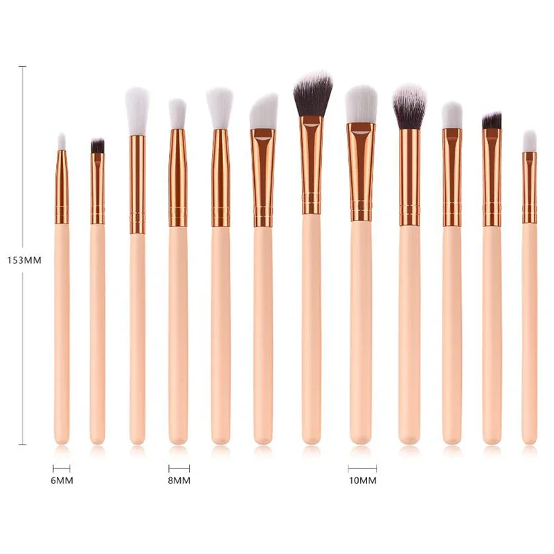 12Pcs/Lot Eye Makeup Brushes Blending Powder Blush Professional Makeup Brush Set Cosmetic Kit Makeup Tools