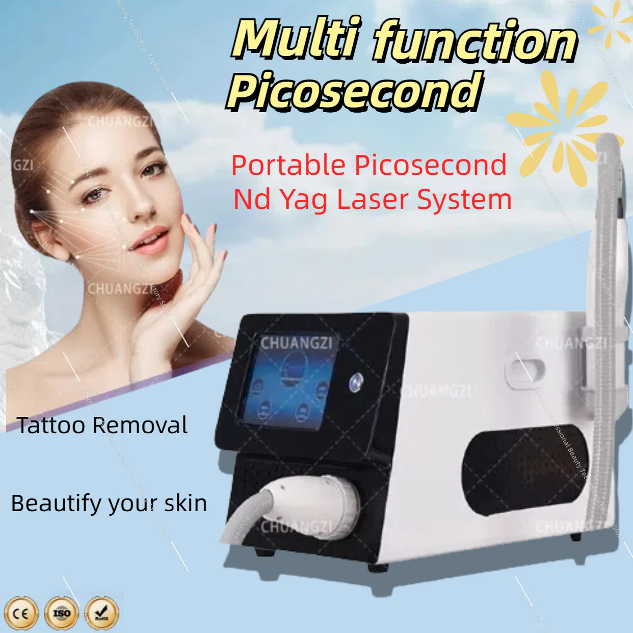 Tattoo Removal Yag Laser Machine Pico Professional Picosecond Q Switch Portable Eyebrow 1064nm 2024