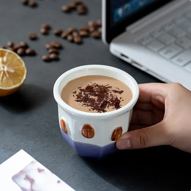 180ml Esspresso Cups Hand-held Ceramic Latte Art Coffee Cup Middle Eastern Style Household Cappuccino Teacup Coffee Lover Gift