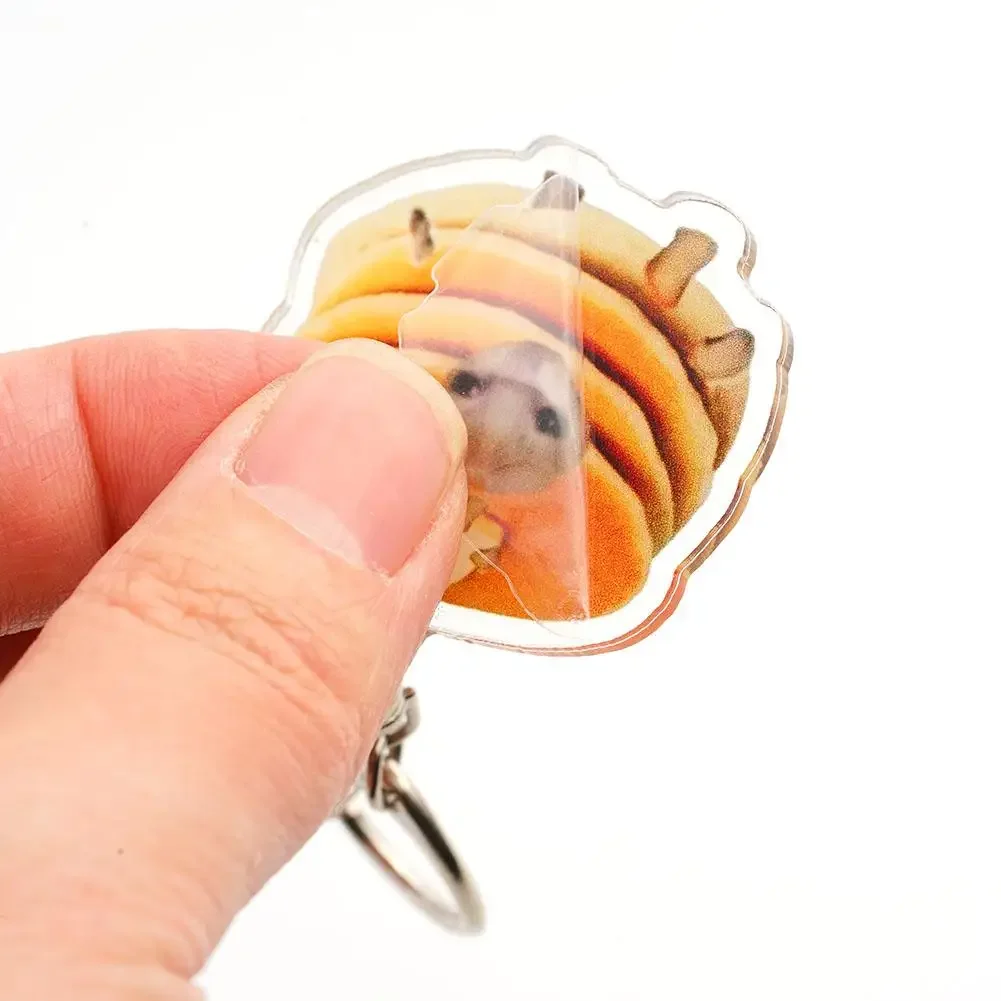 Food Cat Head Expression Keychain Popular Schoolbag Mobile Phone Pendant  Acrylic Fun Gift For Students Keyring Accessories image 6