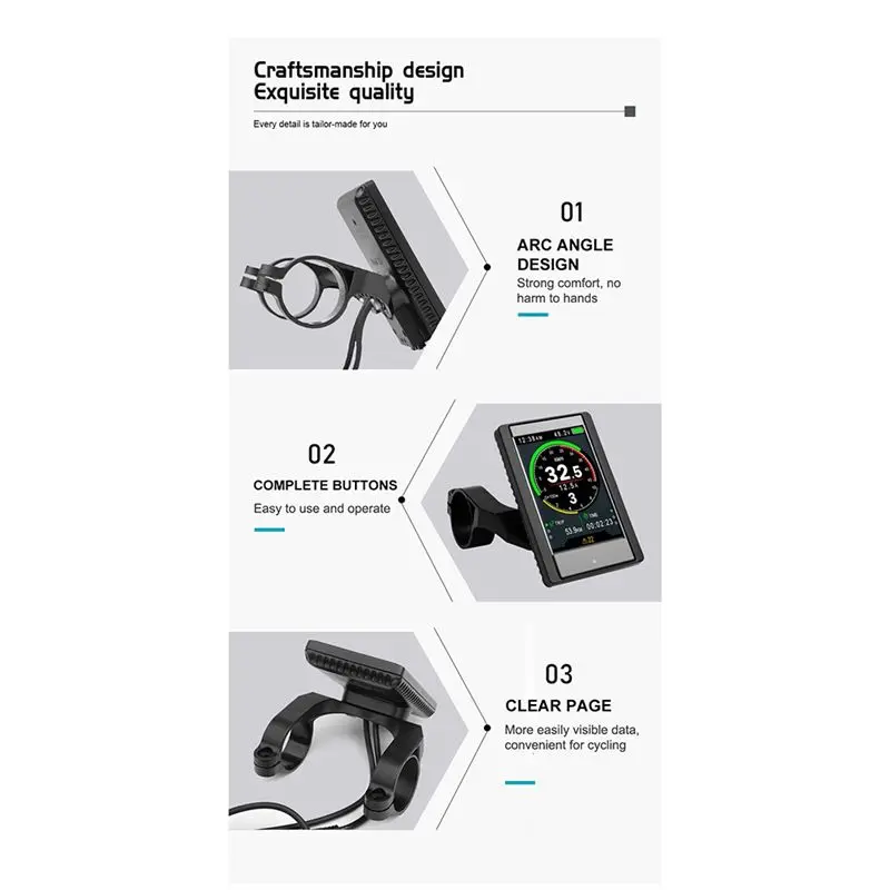 Y67A-Electric Bike LCD Color Display 850C UART Protocol For Bafang BBS01B BBS 02B BBSHD Mid Motor Conversion 5Pin Female