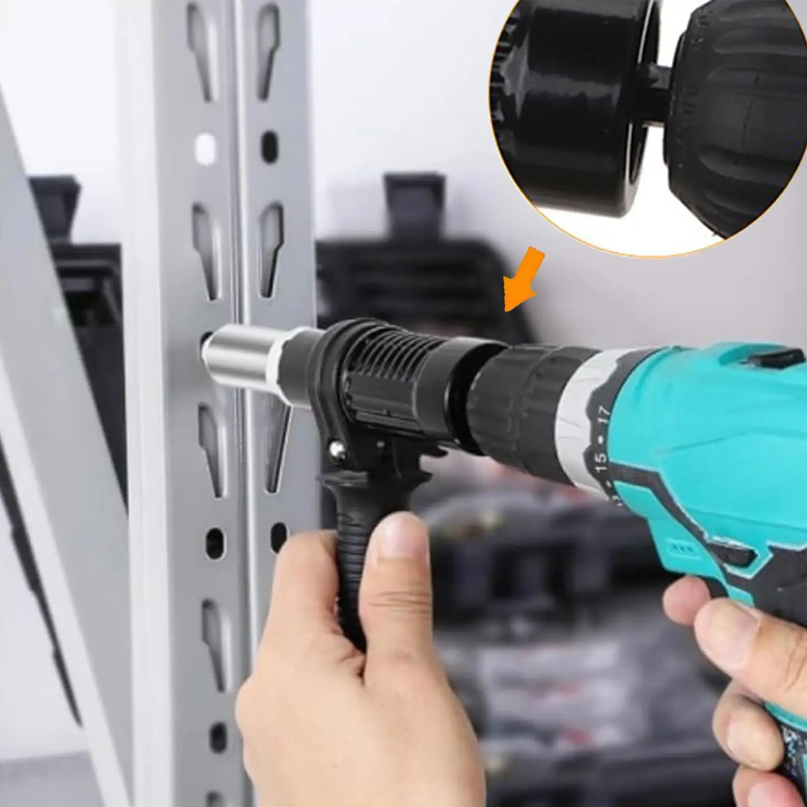 Rivet Adapter For Drill Power Drilling Tool Ergonomic Handle Rivet Adapter Kit For Industry Garage Repair Maintenance Workshop