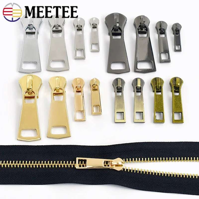 Meetee 5/10/20Pcs 3# 5# 8# Metal Zipper Puller Sewing Zippers Slider for Clothes Bag Pocket Zips Repair DIY Hardware Accessories