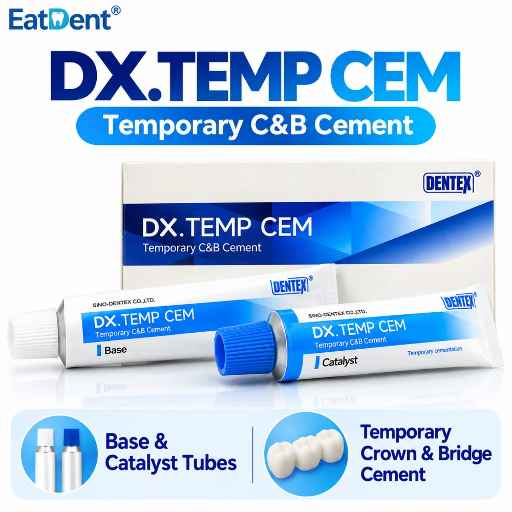 DX.TEMP CEM DENTEX Temporary Crown & Bridges Cement  Dental Adhesive Material Cement Base&Catalyst Mixing for Teeth Restoration