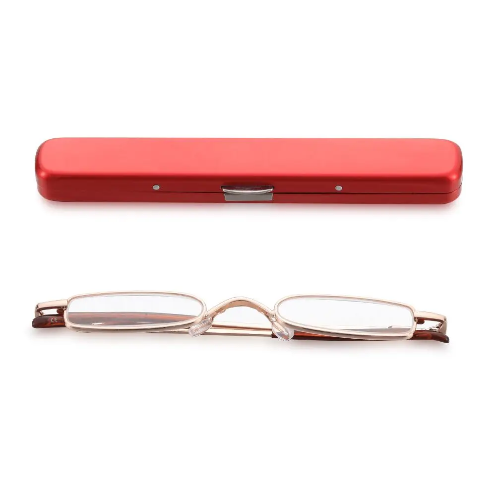 1 pc Portable Reading Glasses Slim Small Eyewear Metal Frame Resin Lens Eyewear Vision Care Eyewear Unisex Reading Glasses
