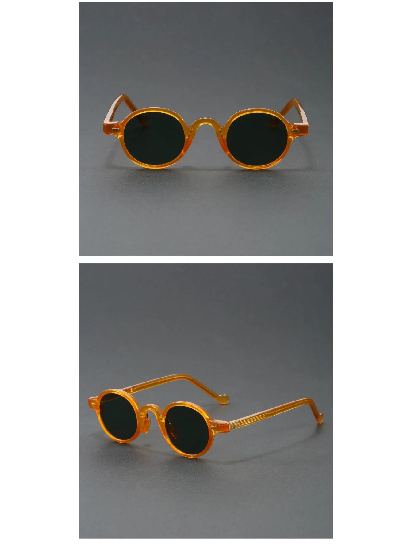 Orange Retro kleine runde Sonnenbrille für Damen und Herren, klassische Luxusmarke, Designer, beliebte Steampunk-Ton-Hip-Hop-Sonnenbrille UV400 – Detail 4