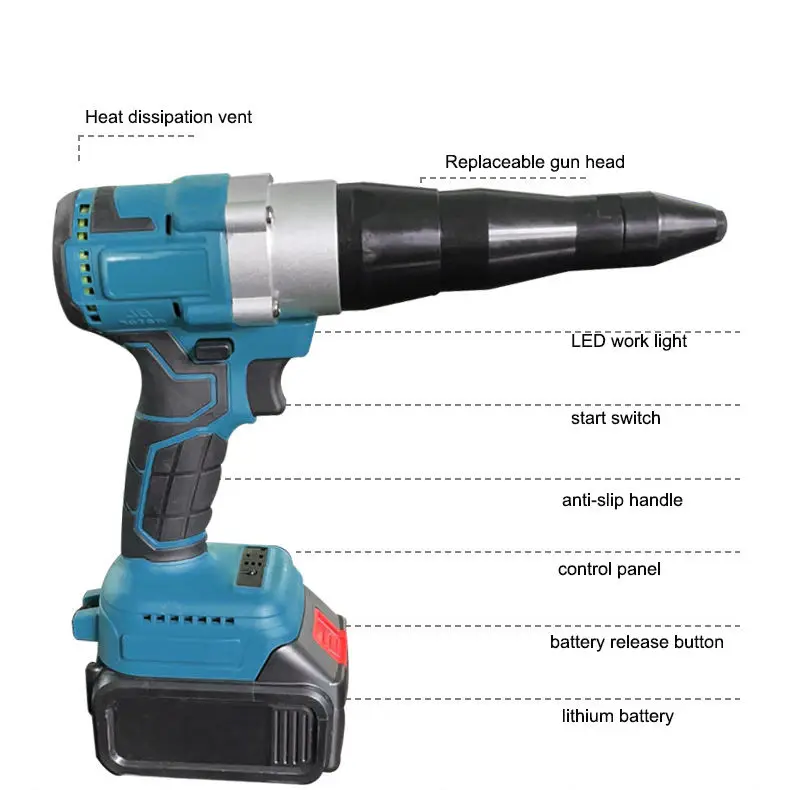 Высокое качество 400 Вт 21 В автоматический перезаряжаемый литиевый беспроводной клепальный пистолет бесщеточный глухой заклепочник электрический заклепочный пистолет