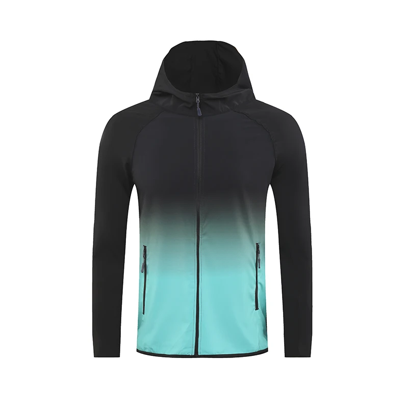 Karentea Running Jacket Spring Reflective Gym Hooded Men Coat Jogging Gradient Color Sportswear Breathable Male Jackets Women