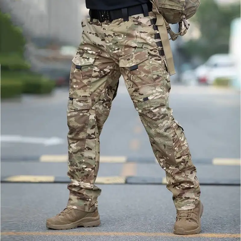 

Камуфляжные тактические мужские брюки-карго с несколькими карманами для походов на открытом воздухе, водонепроницаемая рабочая одежда, тренировочные брюки, полевые армейские брюки