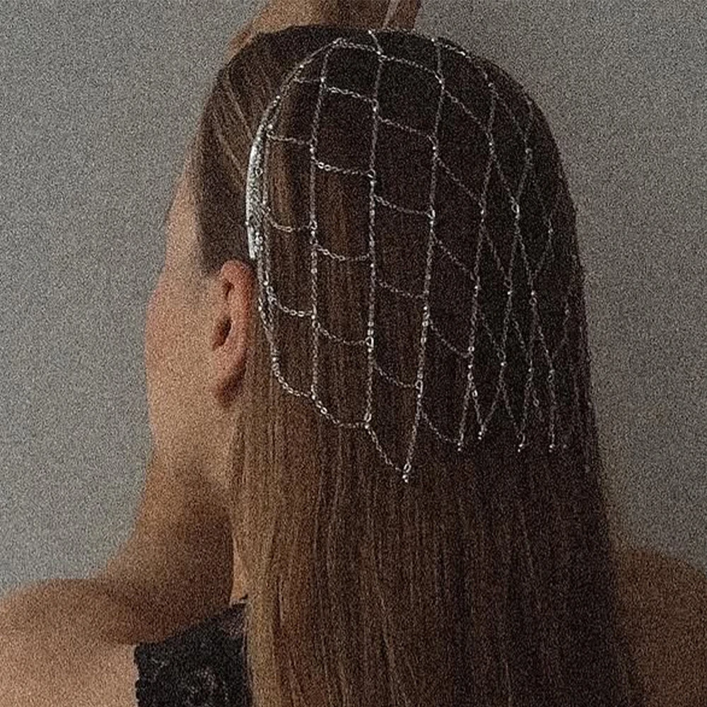 اليدوية الجوف شبكة خوذة قبعة الرقص الشرقي إكسسوارات الشعر تصميم الأزياء شرابة معدنية رئيس سلسلة قبعة مجوهرات الزفاف هدية #1