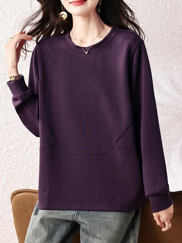 

Женская длинная футболка Sve, круглый свитшот, внутренняя одежда, повседневная льняная ткань с высокой талией, осеннее новое поступление