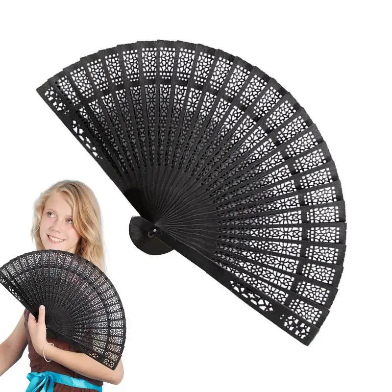 Folding Hand Fan Vintage Hollow Chinese Fan Wedding Decoration Unique Photo Props Decorative Handmade Fan For Bridal Shower