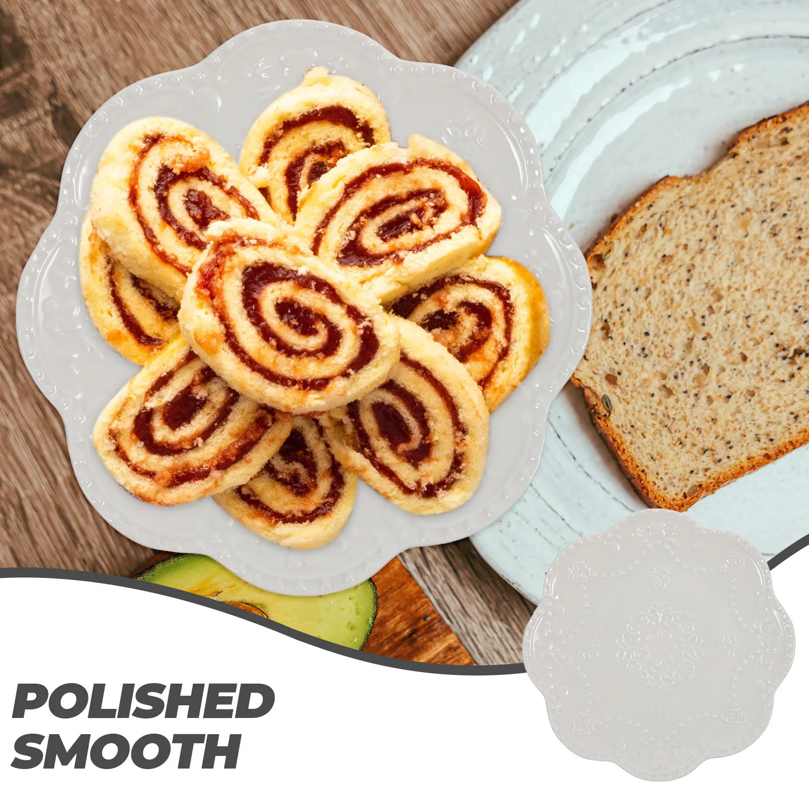 Embossed Edge Ceramic Plate Multipurpose Break Resistant Dinner Accessory for Steak Salad Dessert Home Restaurant Bar